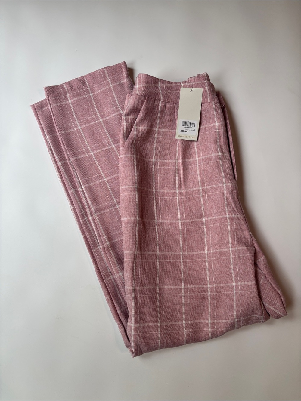 Rose Pink Plaid Tailored Dress Pants